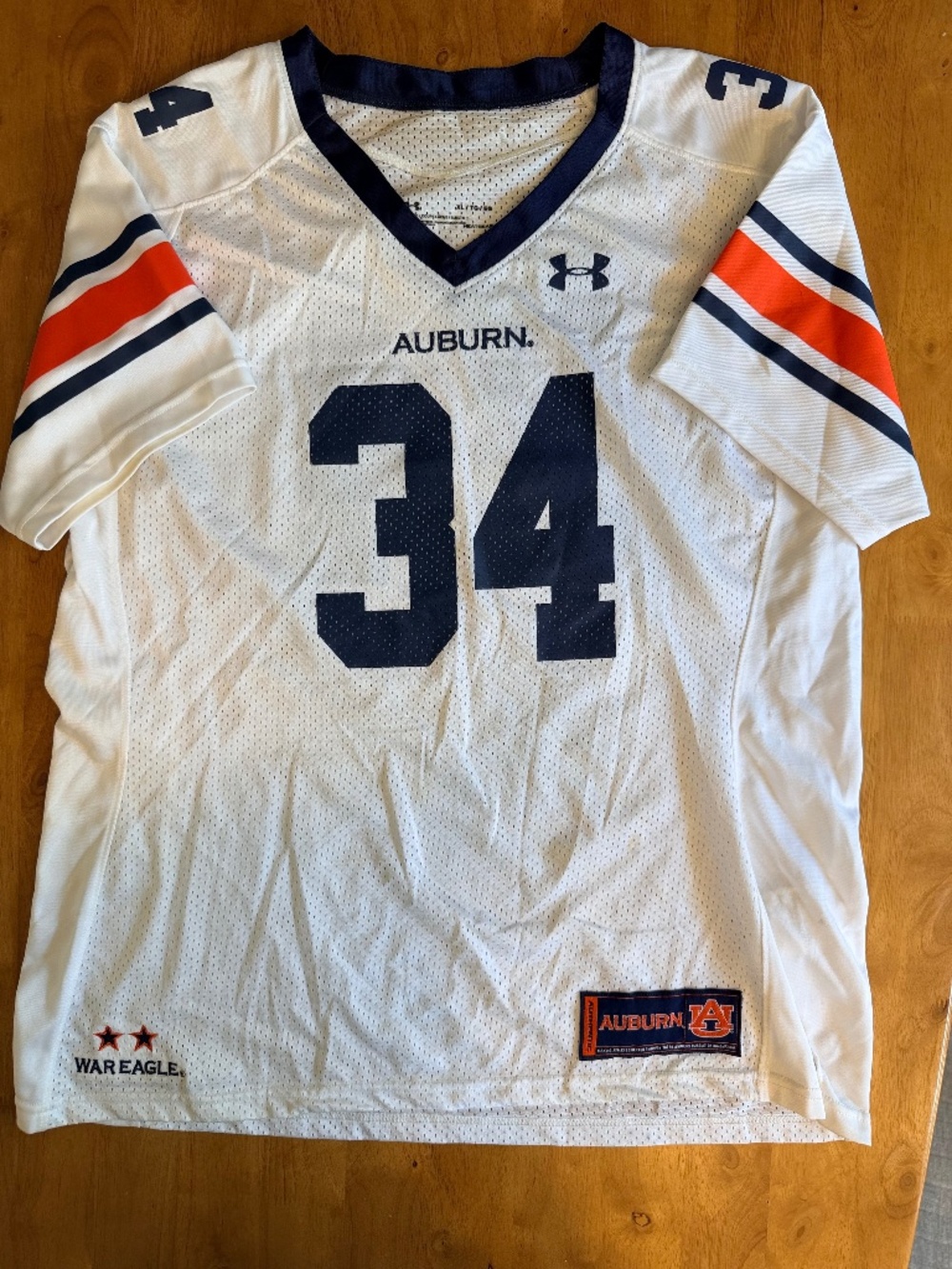 Under Armour Auburn Tigers Bo Jackson 34 Football Jersey White XL HeatGear 672